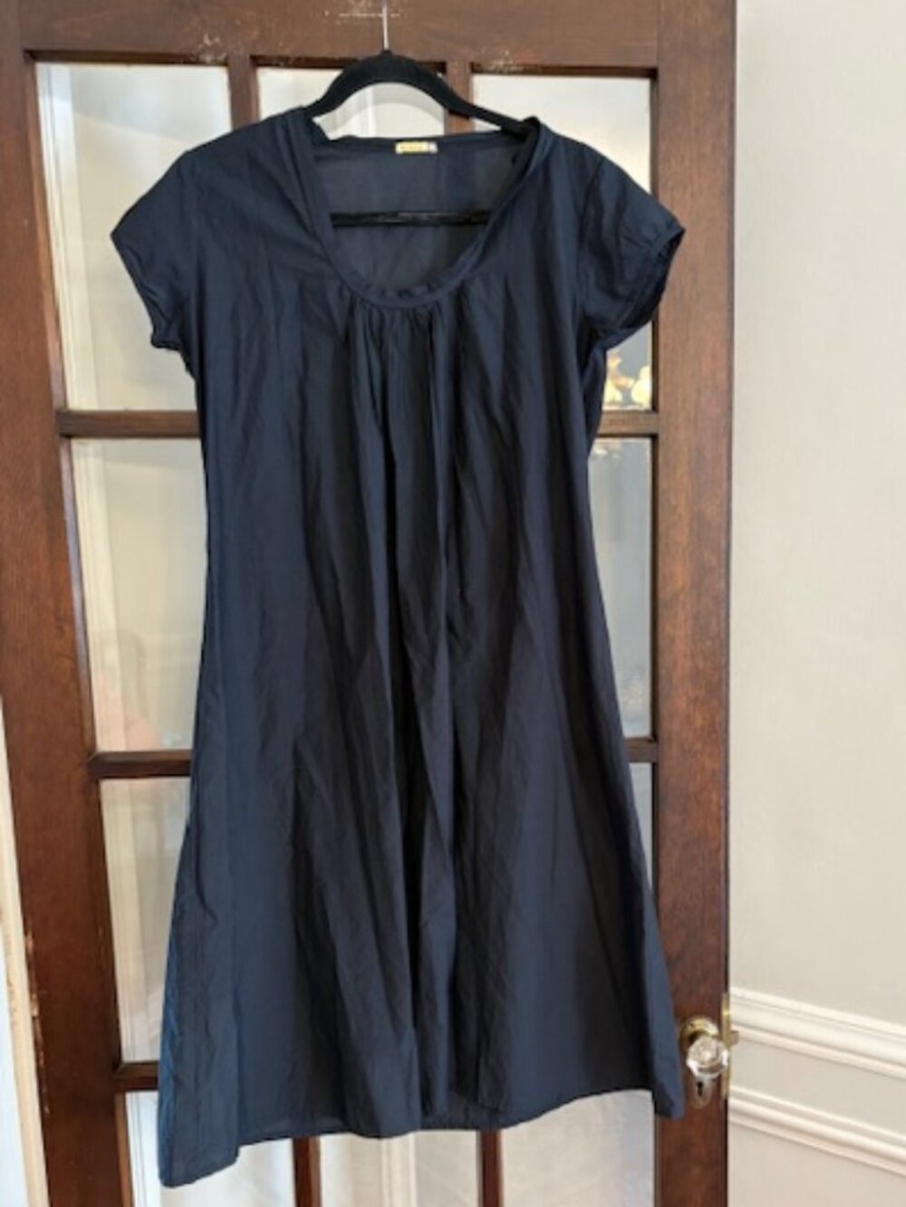 Matta Navy Blue Cap Sleeve Silk Blend Shift Dress, Size Medium